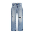 Blue Cotton Straight-Leg Jeans