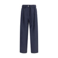 Blue Viscose Casual Pants