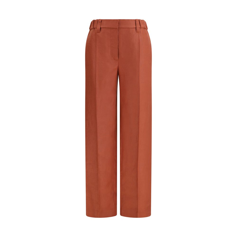Brunello Cucinelli Red Linen Casual Pants