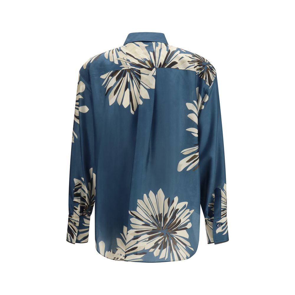 Brunello Cucinelli Multicolor Silk Pattern Shirt