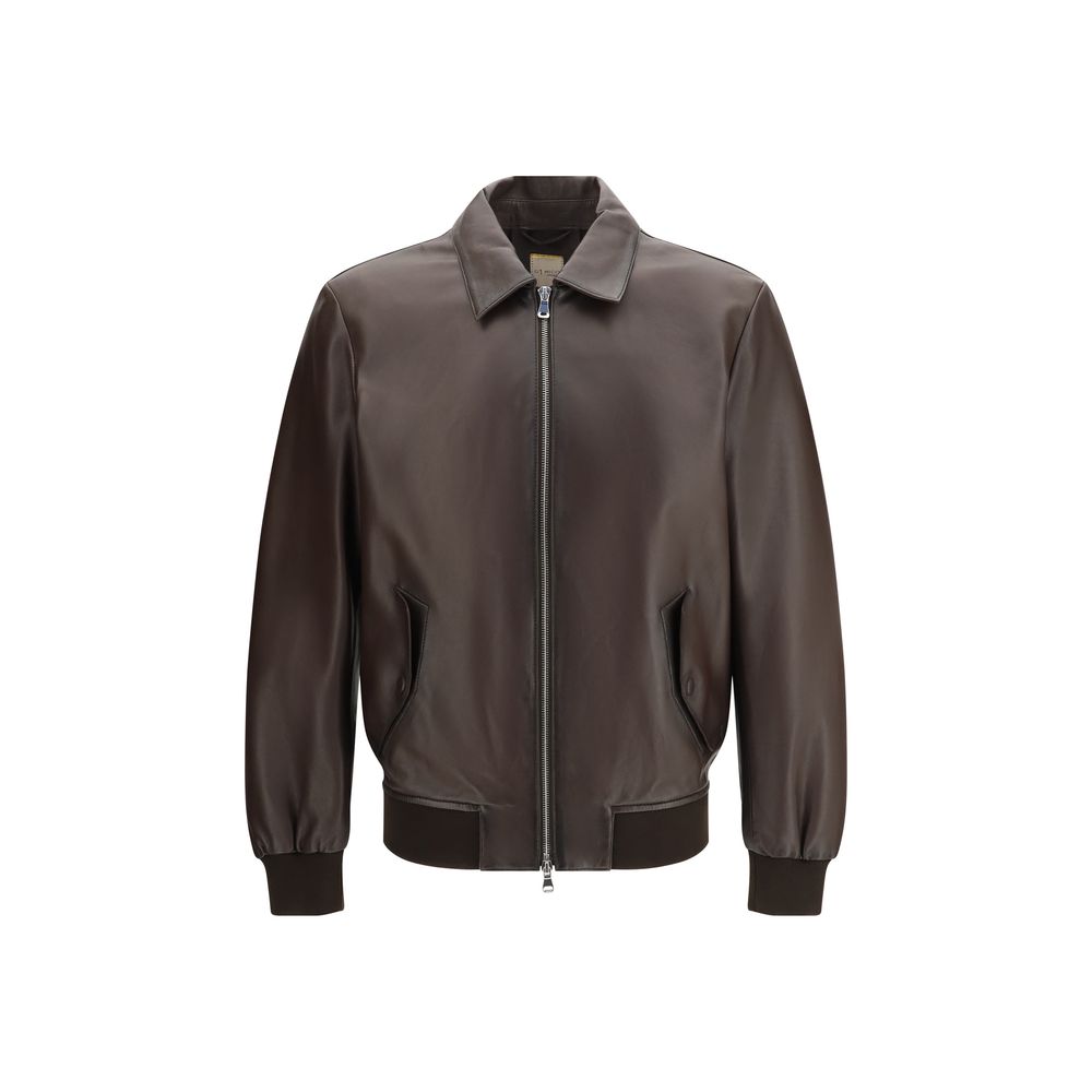 D'amico Brown Lamb Ovis Aries Leather Jacket