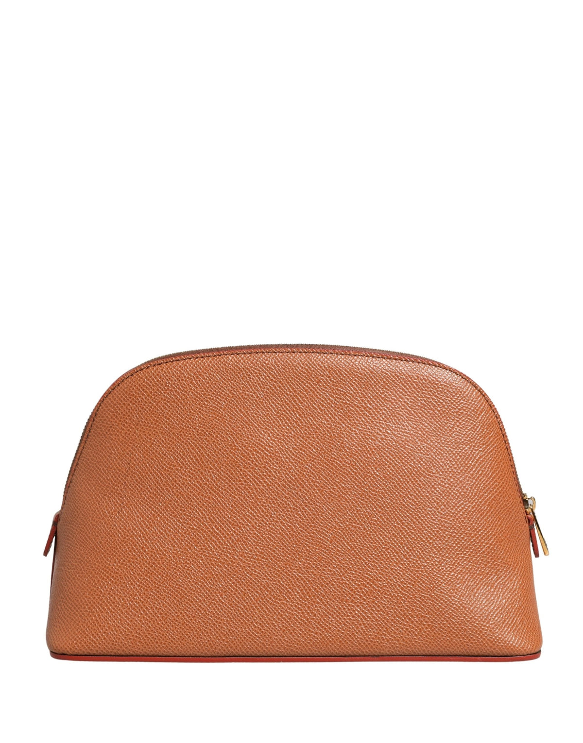 Dolce & Gabbana Orange Beige Leather DG Logo Zip Around Hand Purse Wallet