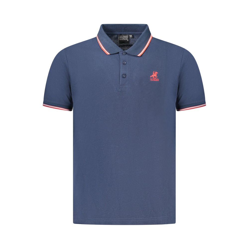Blue Cotton Men Polo