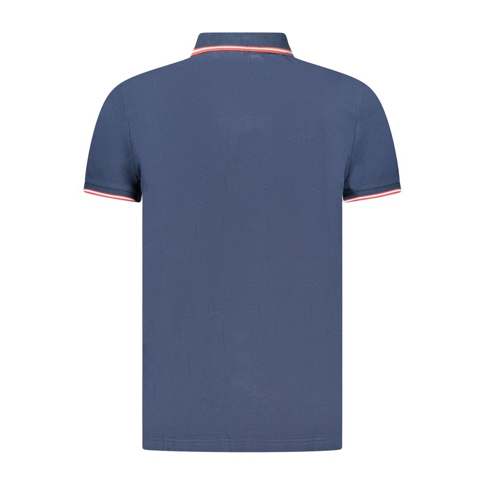 Blue Cotton Men Polo