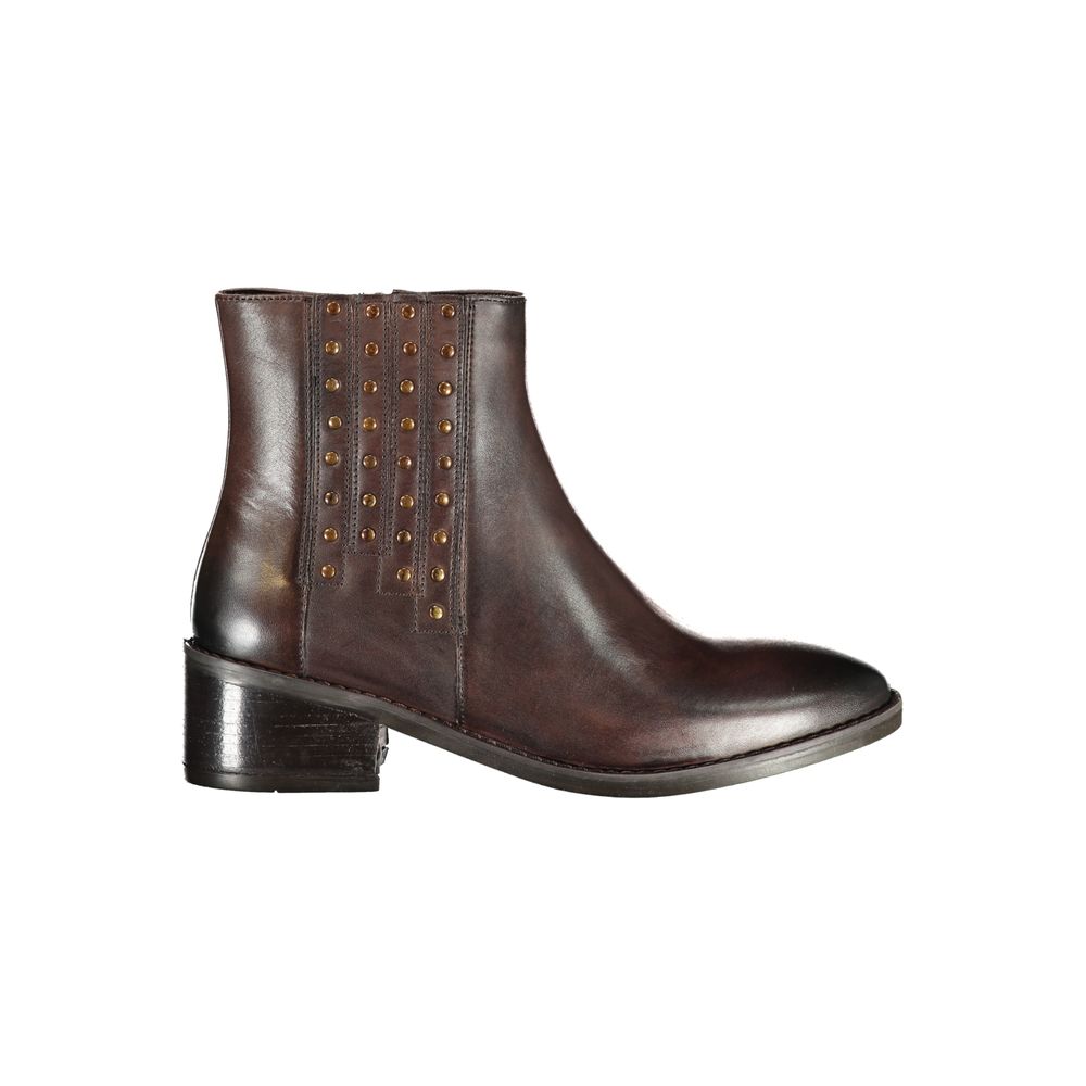 Marrone Leather Women Ankle Boot