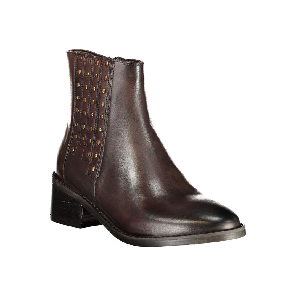 Marrone Leather Women Ankle Boot