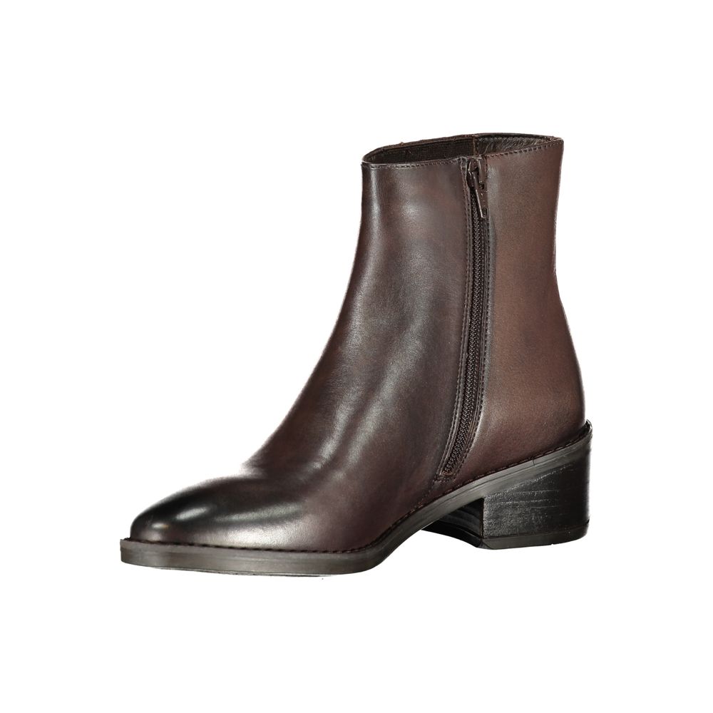 Marrone Leather Women Ankle Boot