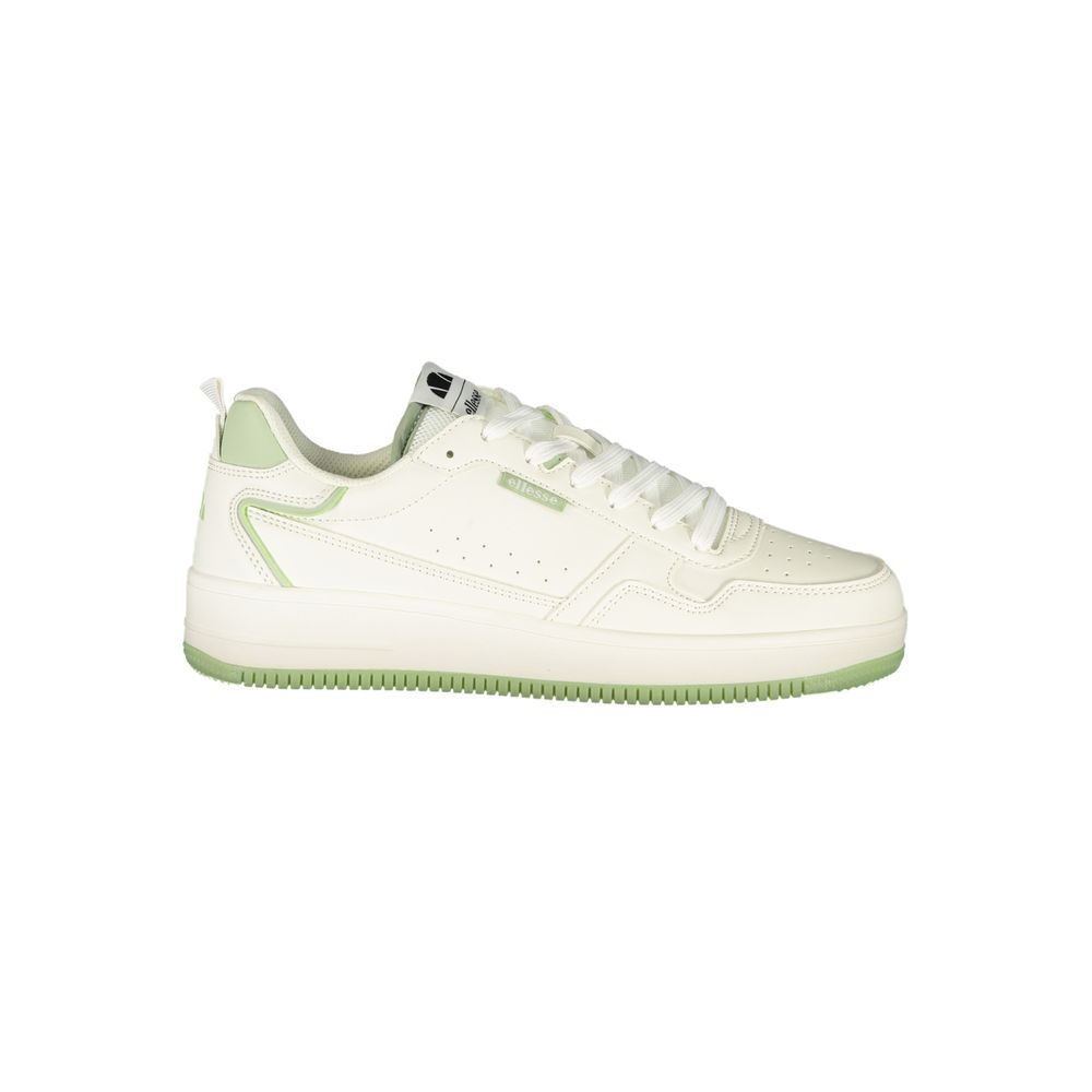 White Polyurethane Women Sneaker