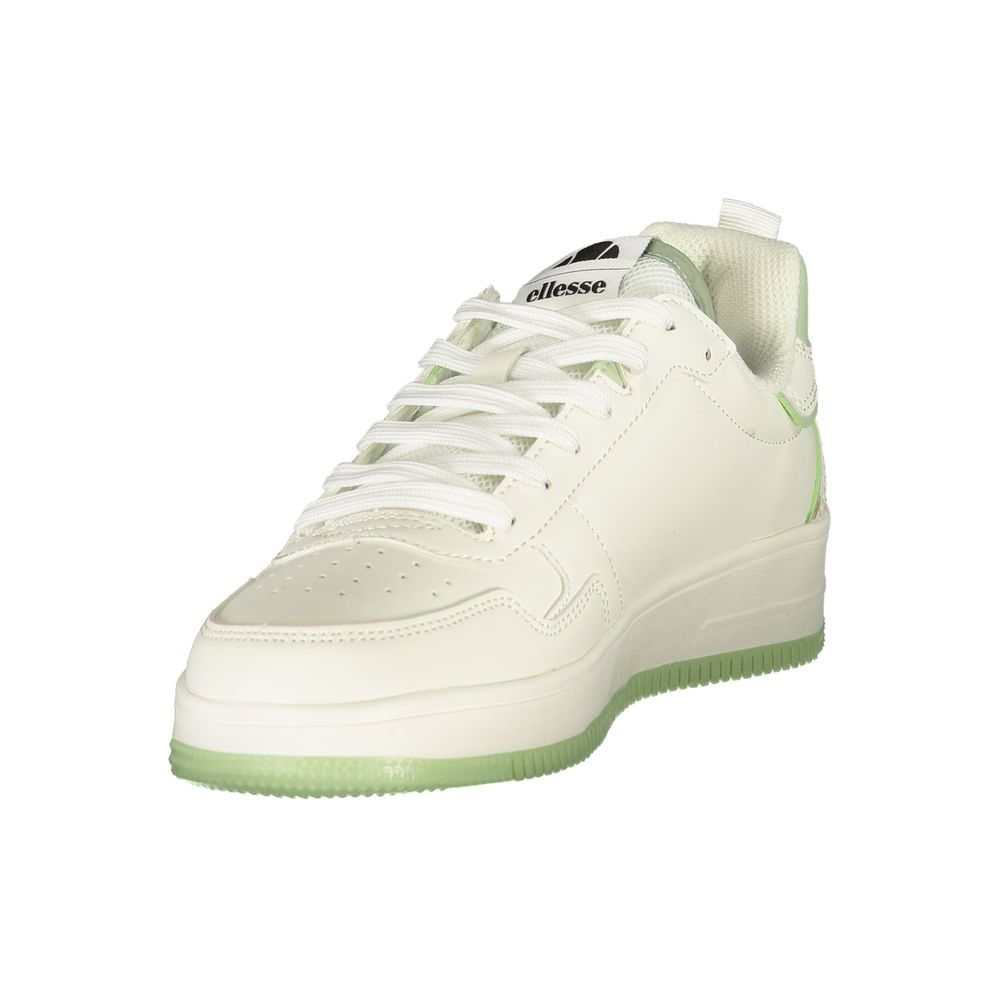 White Polyurethane Women Sneaker