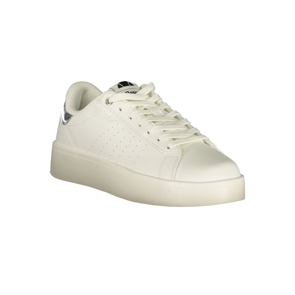 White Polyurethane Women Sneaker