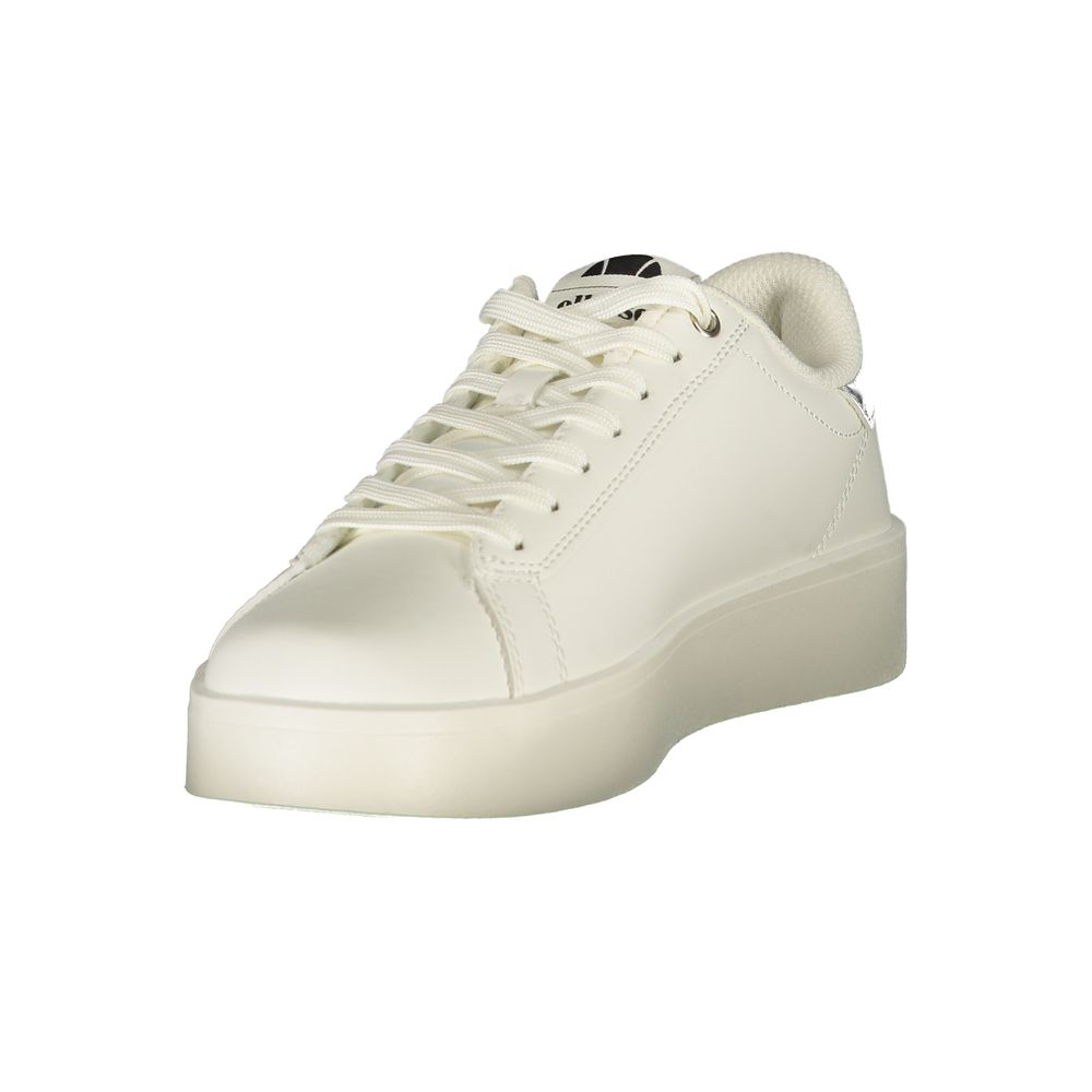 White Polyurethane Women Sneaker