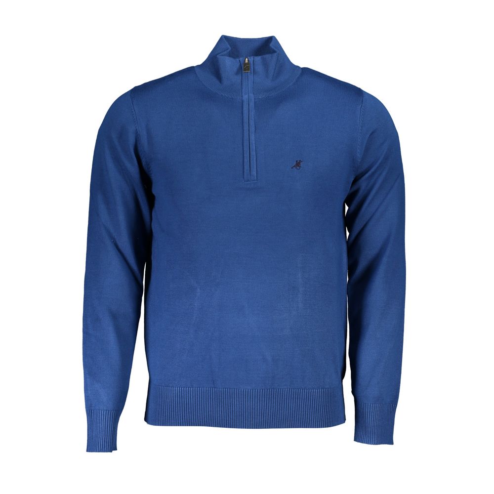 Blue Viscose Men Sweater