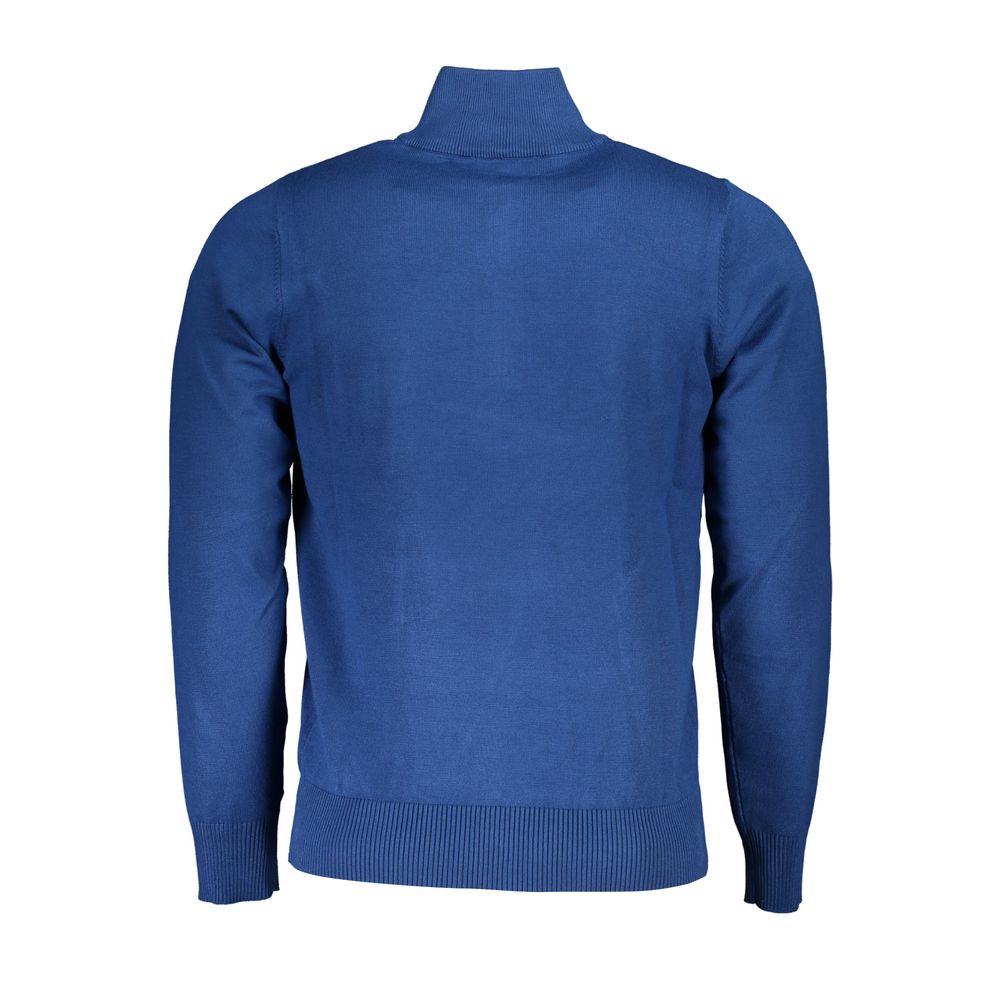 Blue Viscose Men Sweater