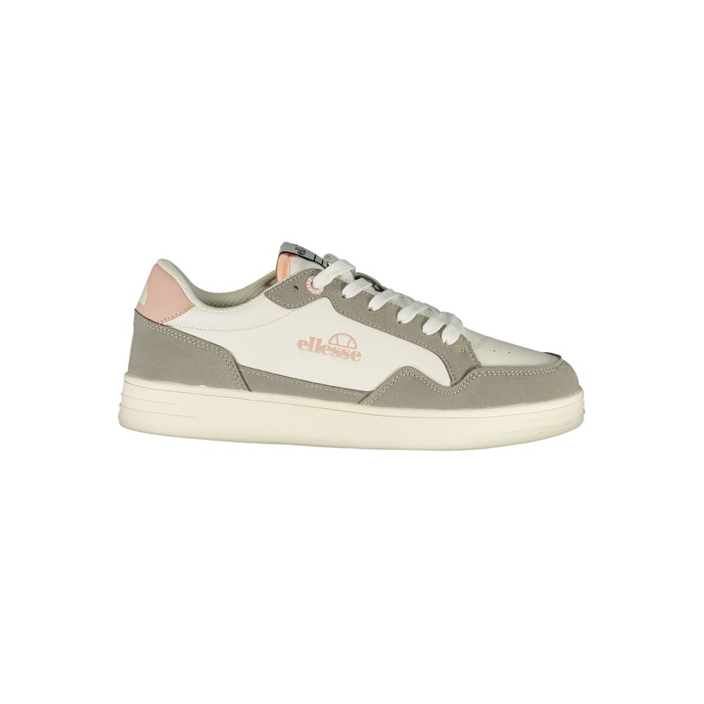 White Polyurethane Women Sneaker