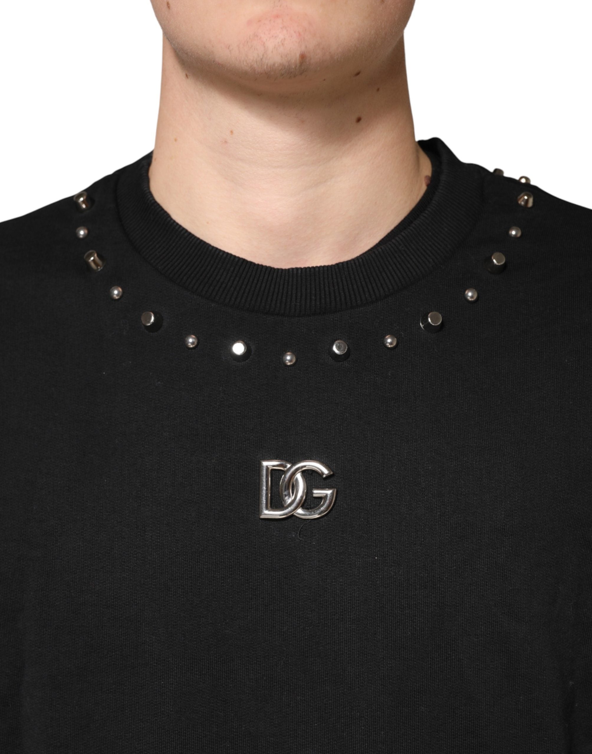 Black Embellished Cotton Sweatshirt Sweater