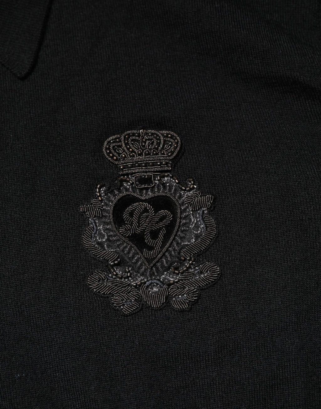 Dolce & Gabbana Black Crest Long Sleeve Men Pullover Sweater