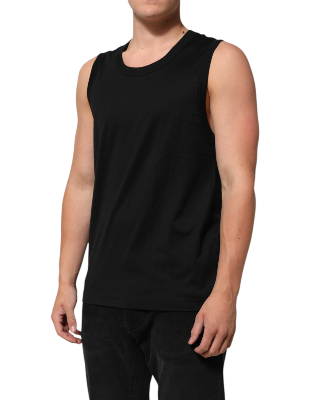 Black Cotton Sleeveless Men Tank Top T-shirt
