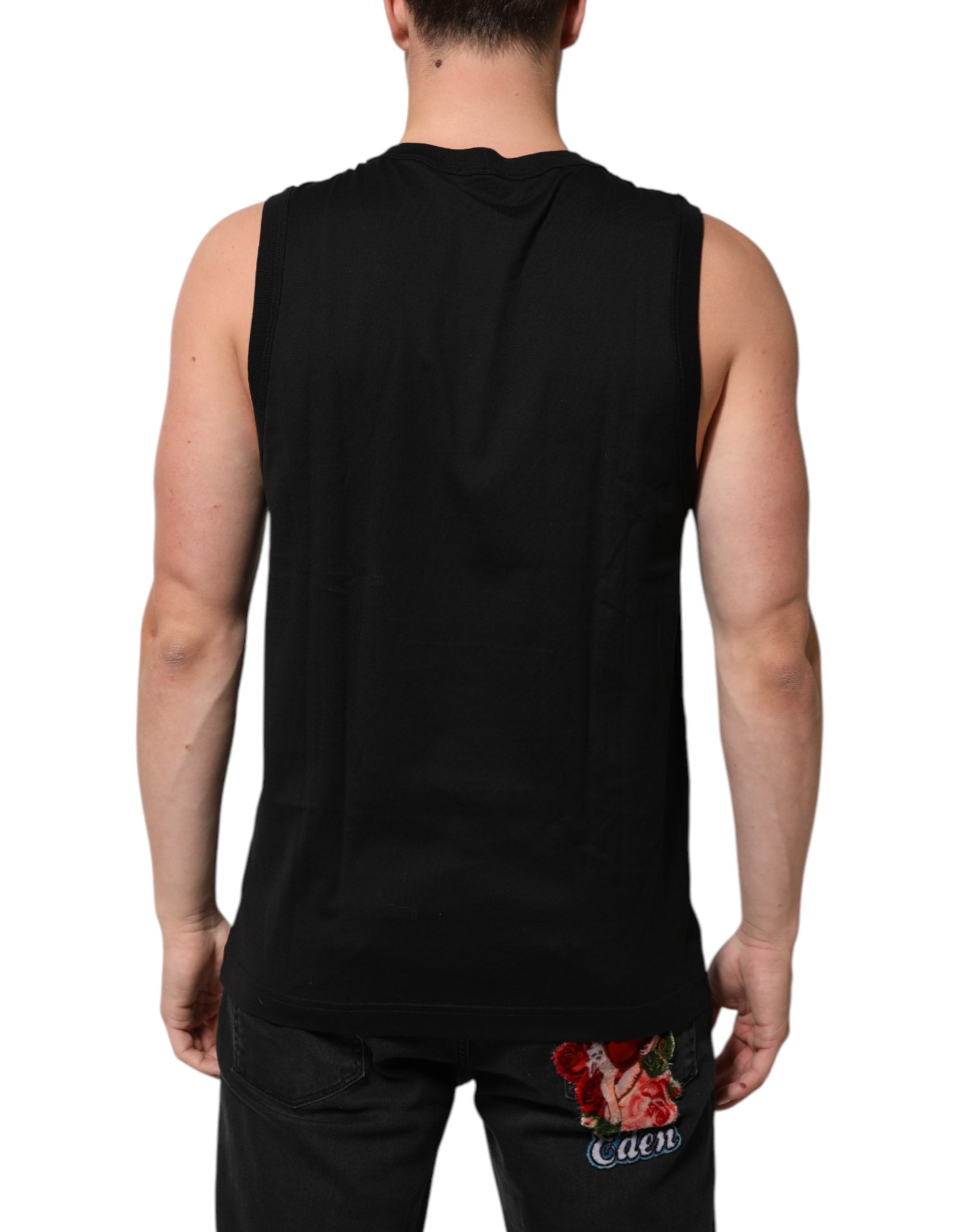 Black Cotton Sleeveless Men Tank Top T-shirt