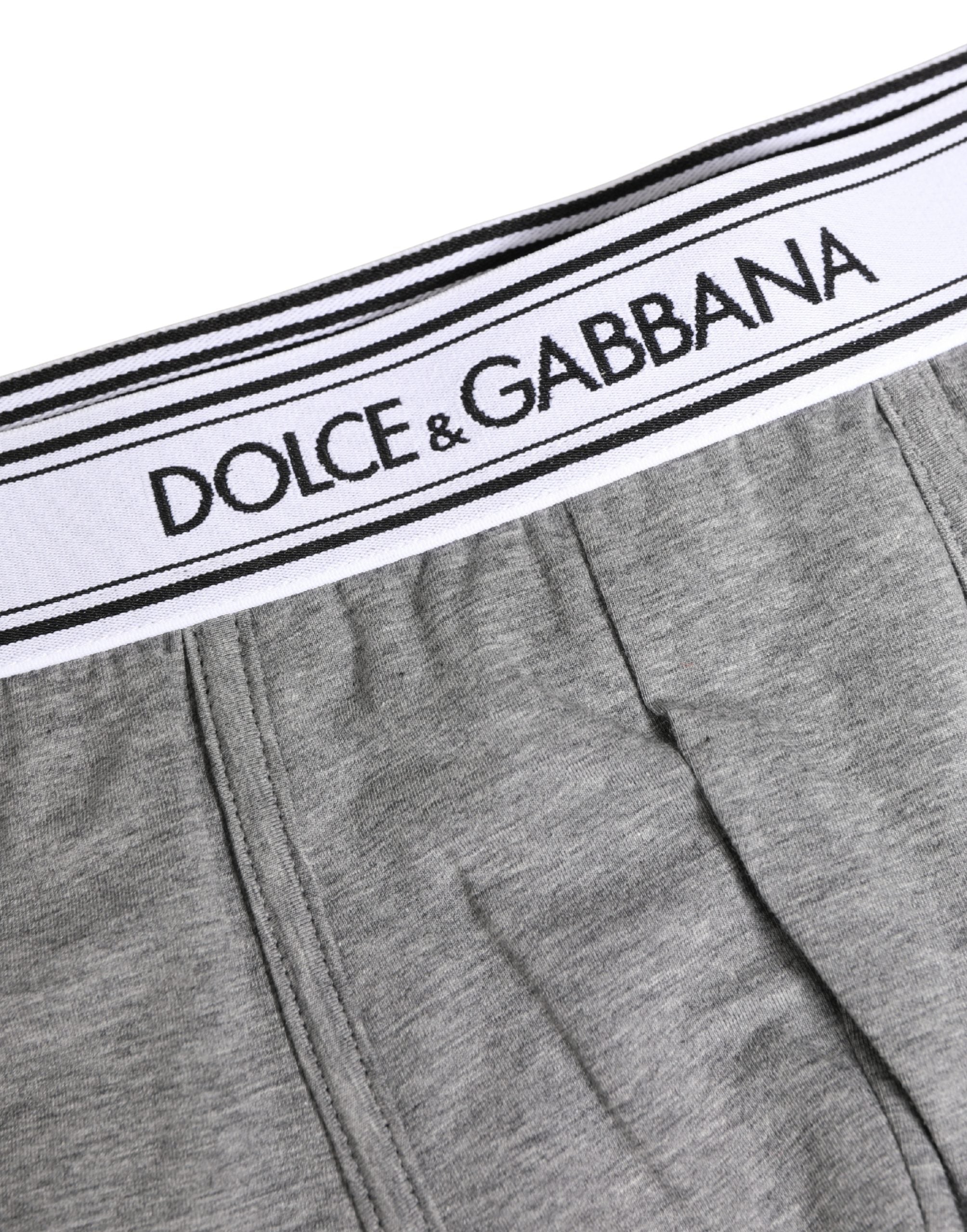 Gray Cotton Logo Waistband Midi Boxer Underwear
