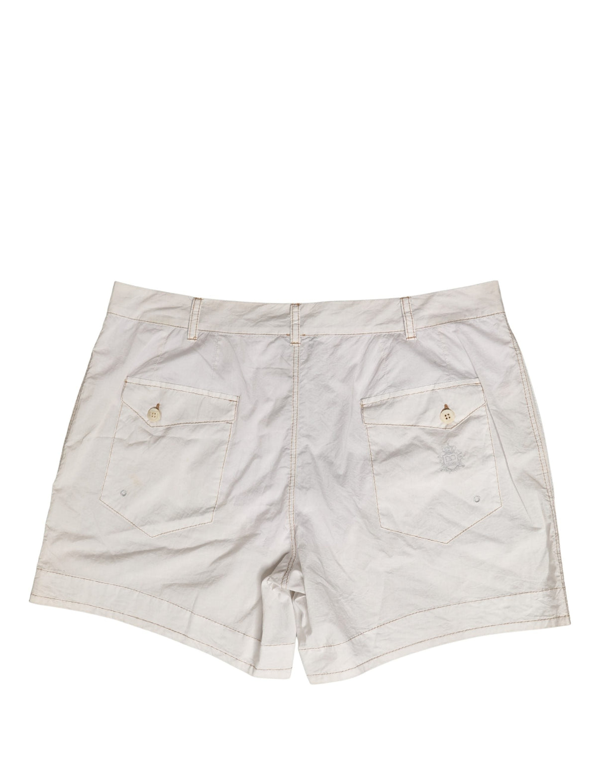 Dolce & Gabbana White Cotton Mid Waist Chino Bermuda Shorts
