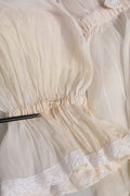 White Silk Cotton Ascot Collar Blouse Top