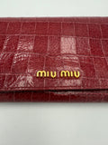 MIU MIU Rosso Crocodile Print Leather Wallet