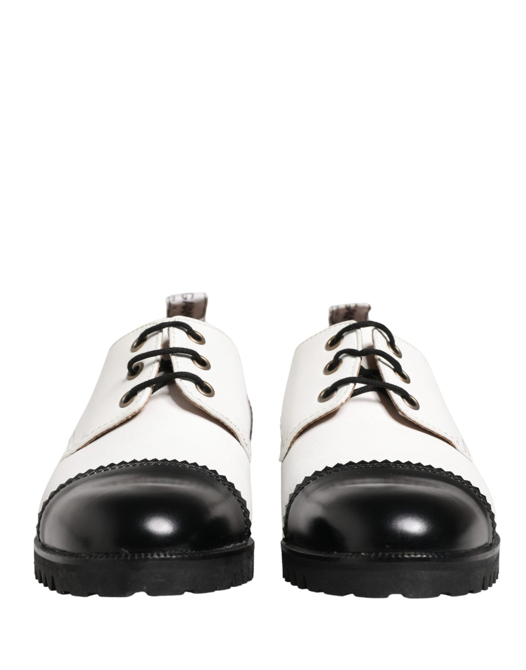 Dolce & Gabbana Black White Leather Derby Shoes