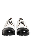 Dolce & Gabbana Black White Leather Derby Shoes