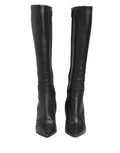 Dolce & Gabbana Black Leather Heels Knee High Boots Shoes