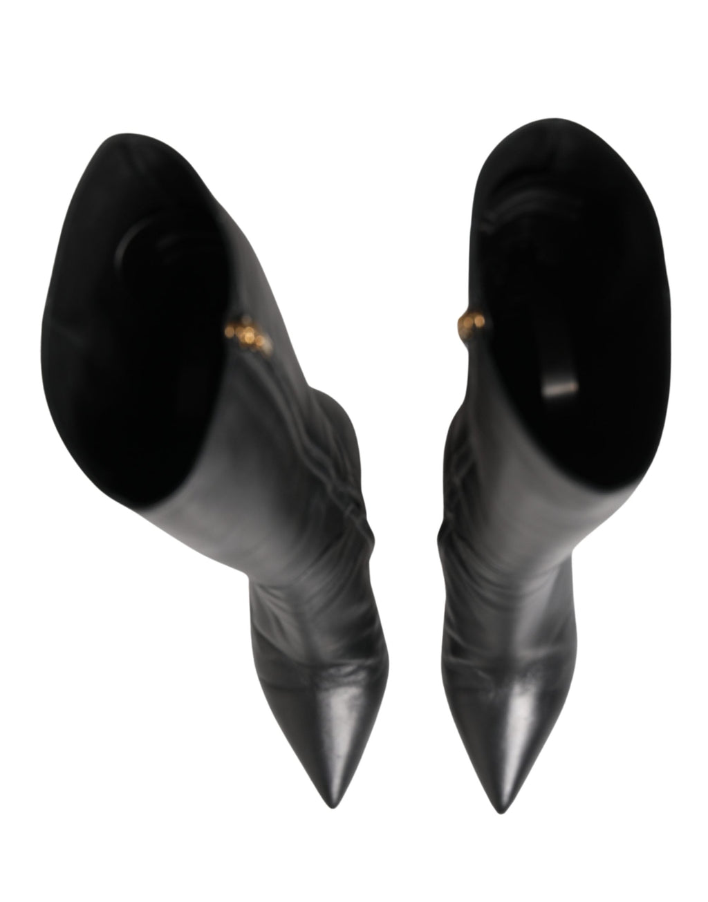 Dolce & Gabbana Black Leather Heels Knee High Boots Shoes