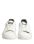 Dolce & Gabbana White Black Portofino Leather Sneakers Shoes
