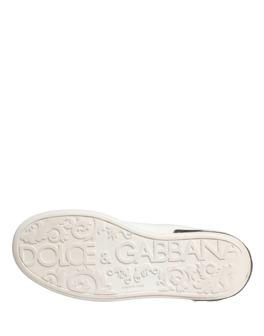 Dolce & Gabbana White Black Portofino Leather Sneakers Shoes