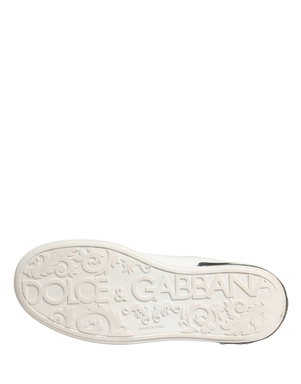 Dolce & Gabbana White Black Portofino Leather Sneakers Shoes