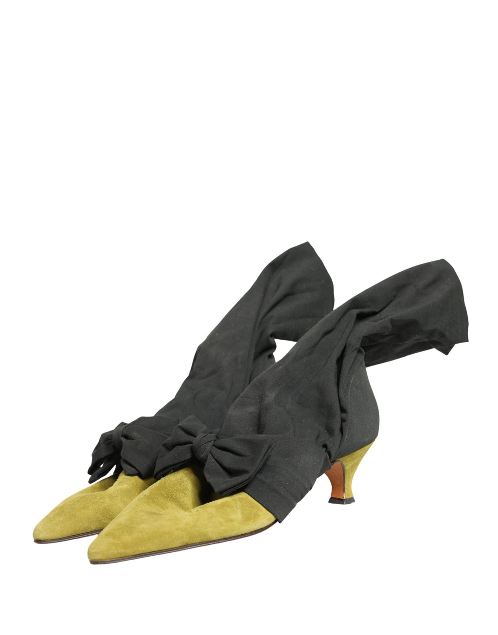 Dolce & Gabbana Black Yellow Suede Boots Shoes