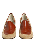 Dolce & Gabbana Beige Leather Suede Block Heel Loafers Shoes