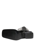 Black Patent Leather Knee High Boots Shoes