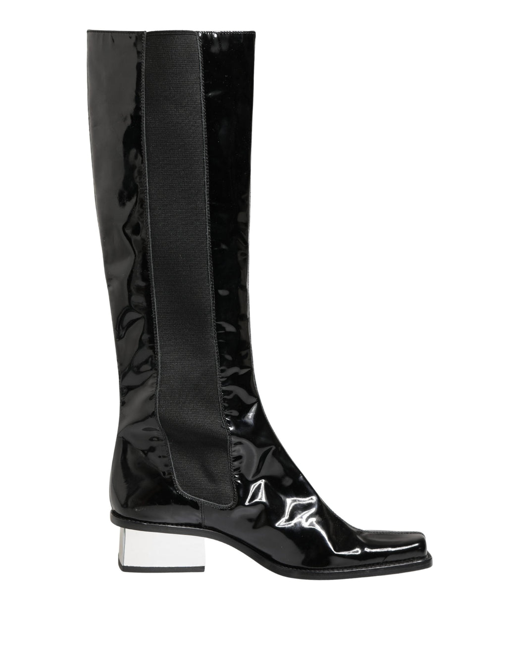 Dolce & Gabbana Black Patent Leather Knee High Boots Shoes
