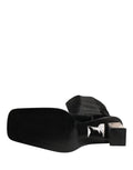 Dolce & Gabbana White Black Leather Knee High Boots Shoes