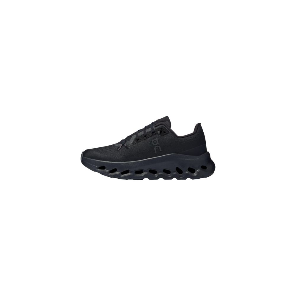 Black Polyester Athletic Sneakers