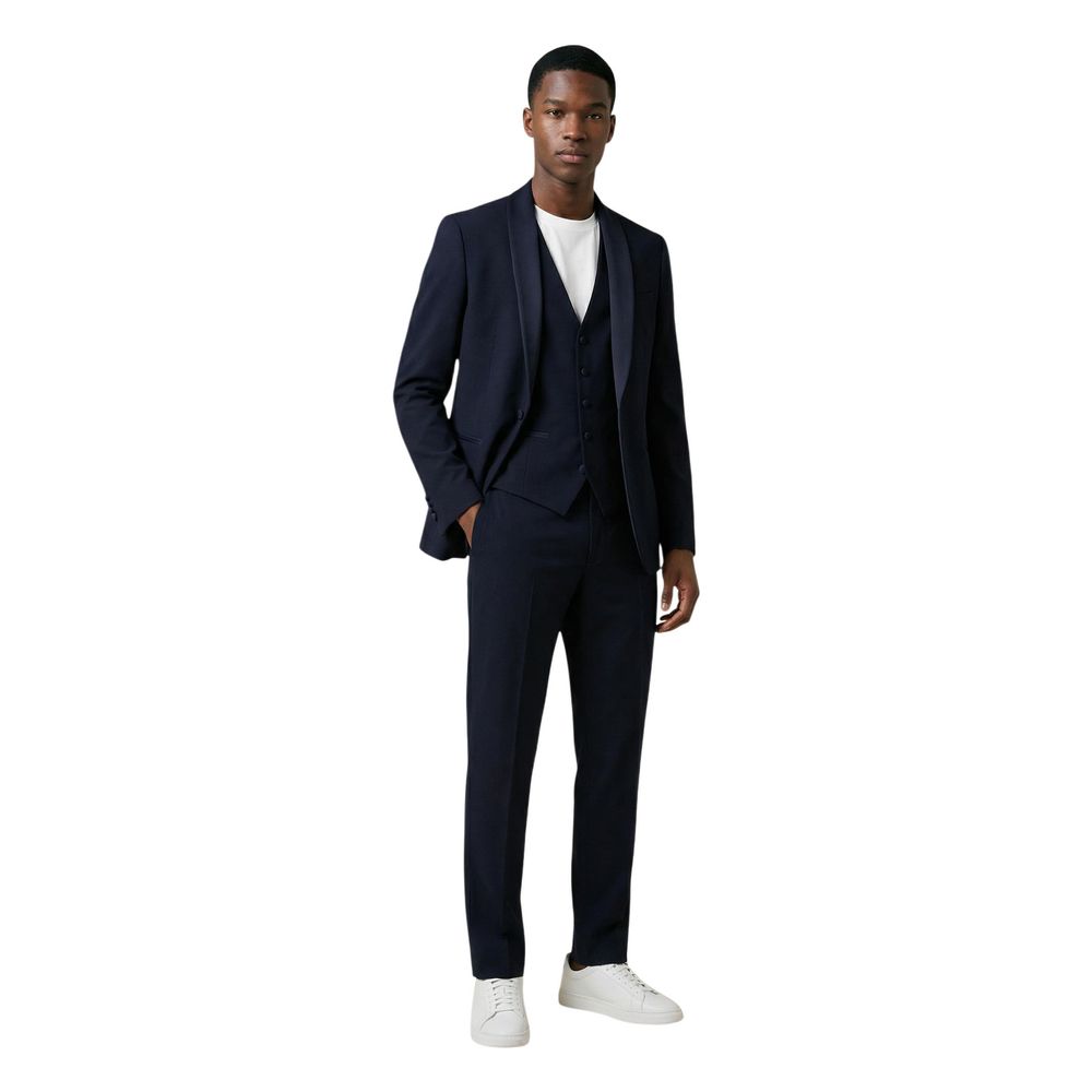Blue Polyester Three-Piece Suit
