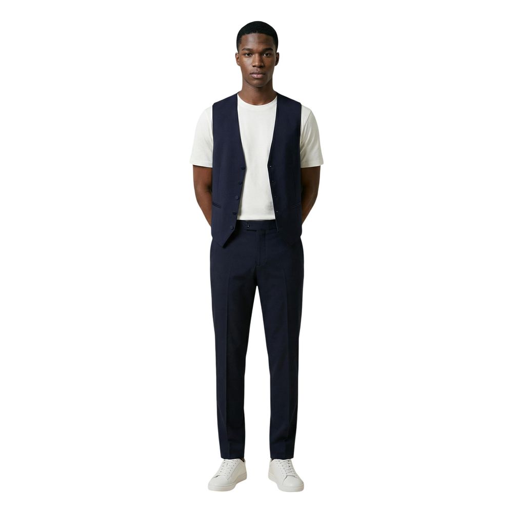 Blue Polyester Three-Piece Suit