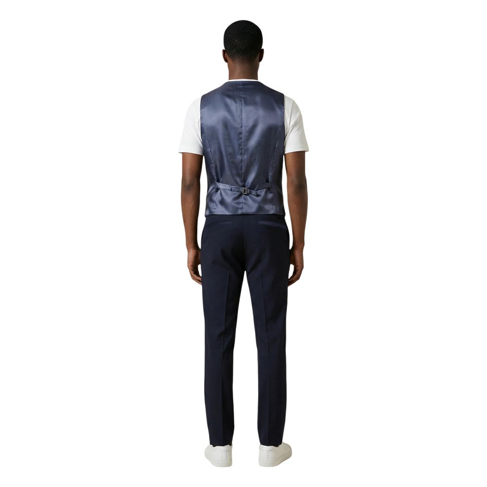 Blue Polyester Three-Piece Suit