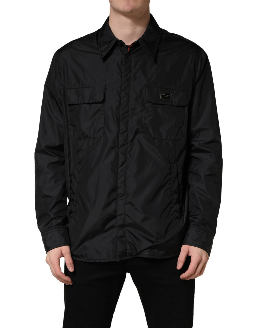 Dolce & Gabbana Black Logo Plaque Long Sleeves Shirt Jacket