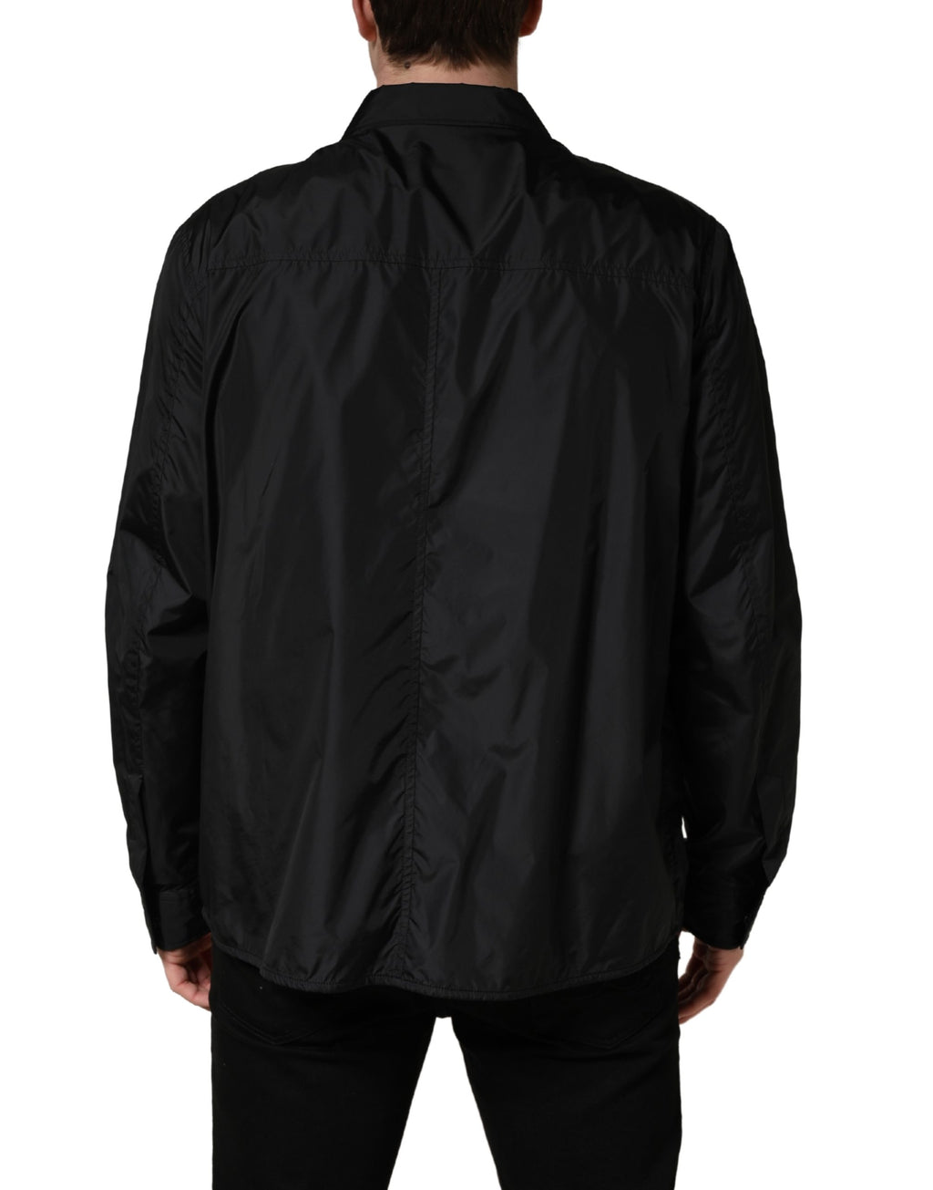 Black Logo Plaque Long Sleeves Shirt Jacket