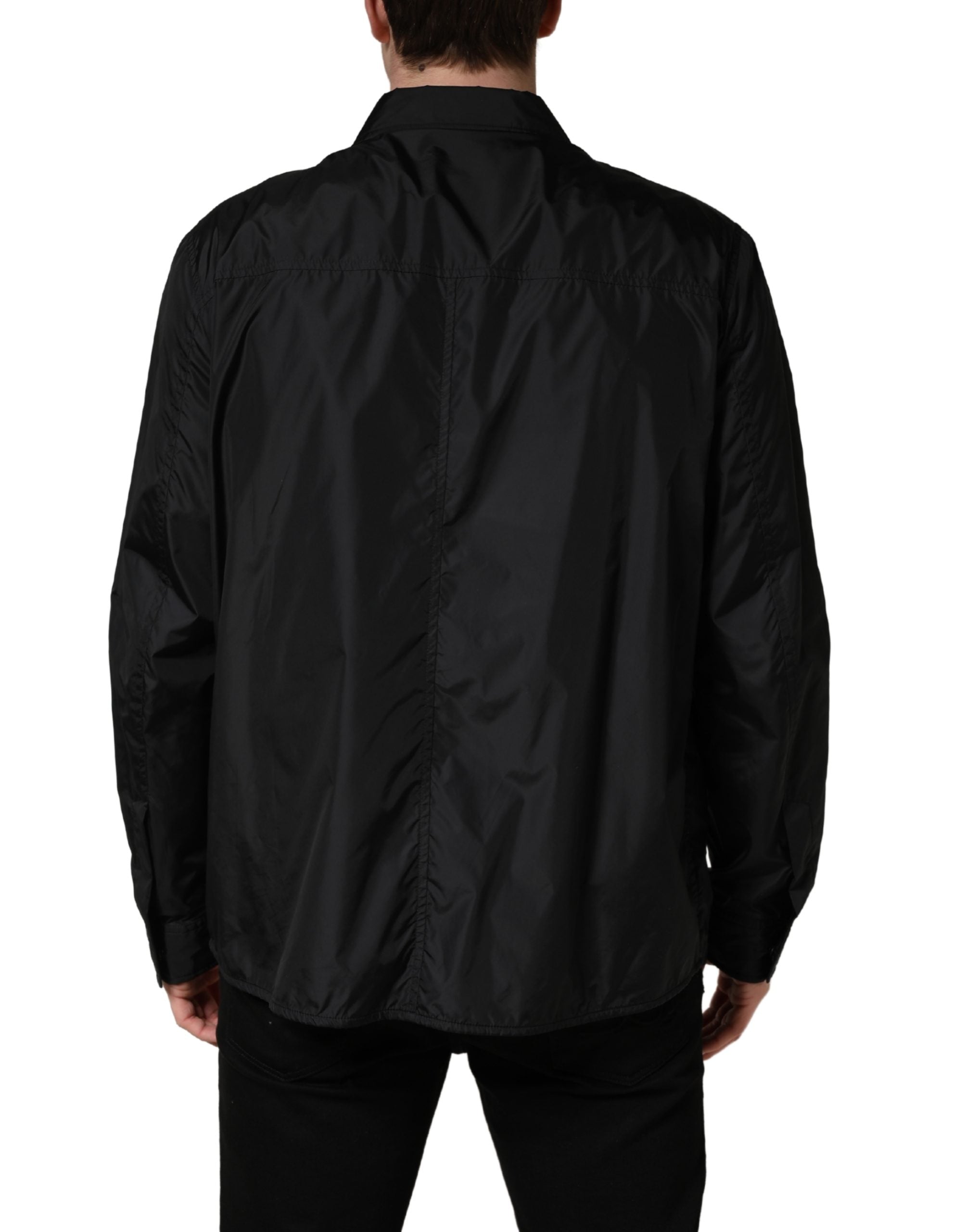 Black Logo Plaque Long Sleeves Shirt Jacket