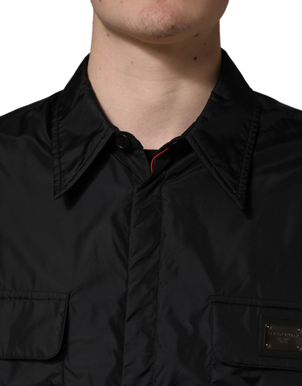 Black Logo Plaque Long Sleeves Shirt Jacket