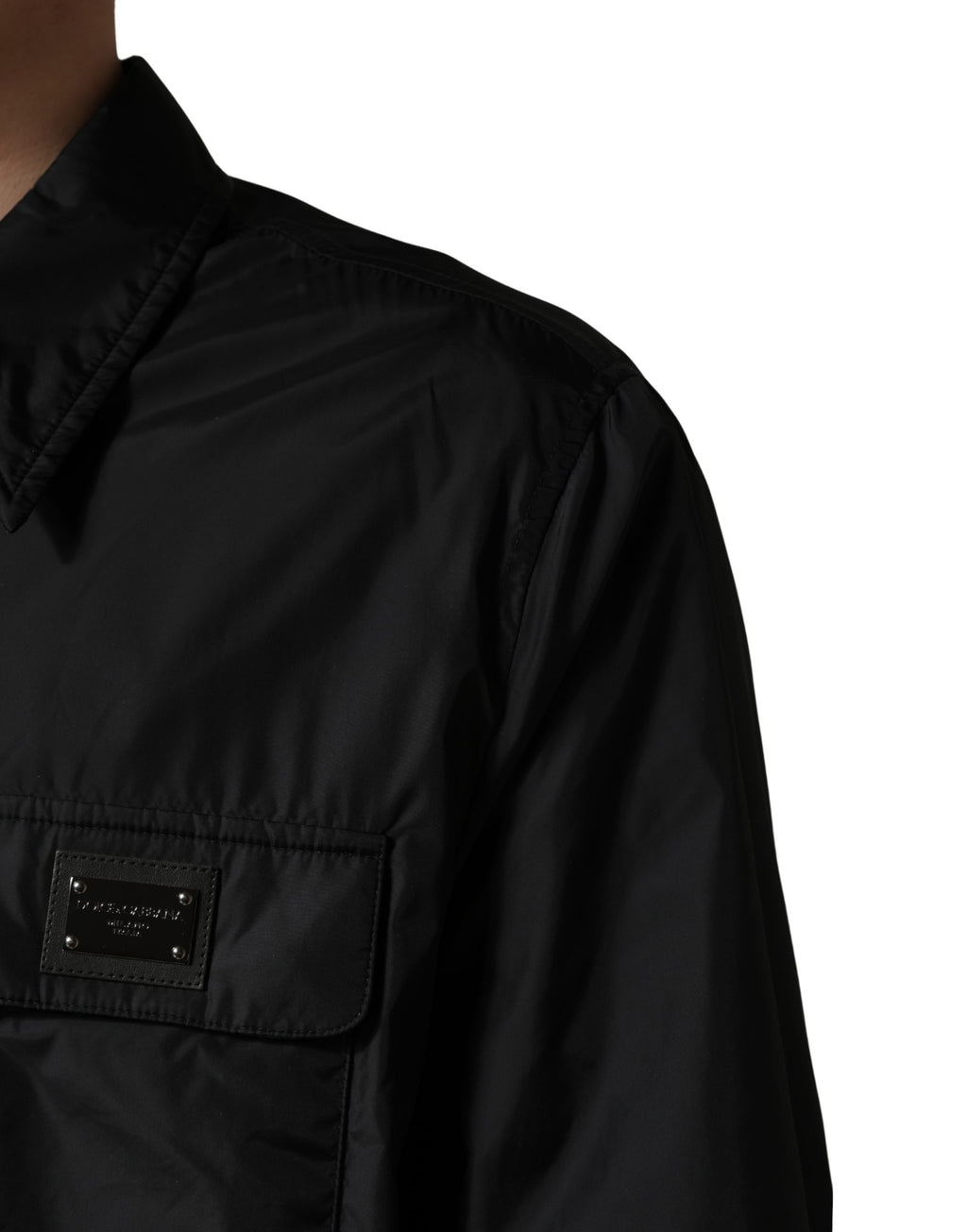 Black Logo Plaque Long Sleeves Shirt Jacket