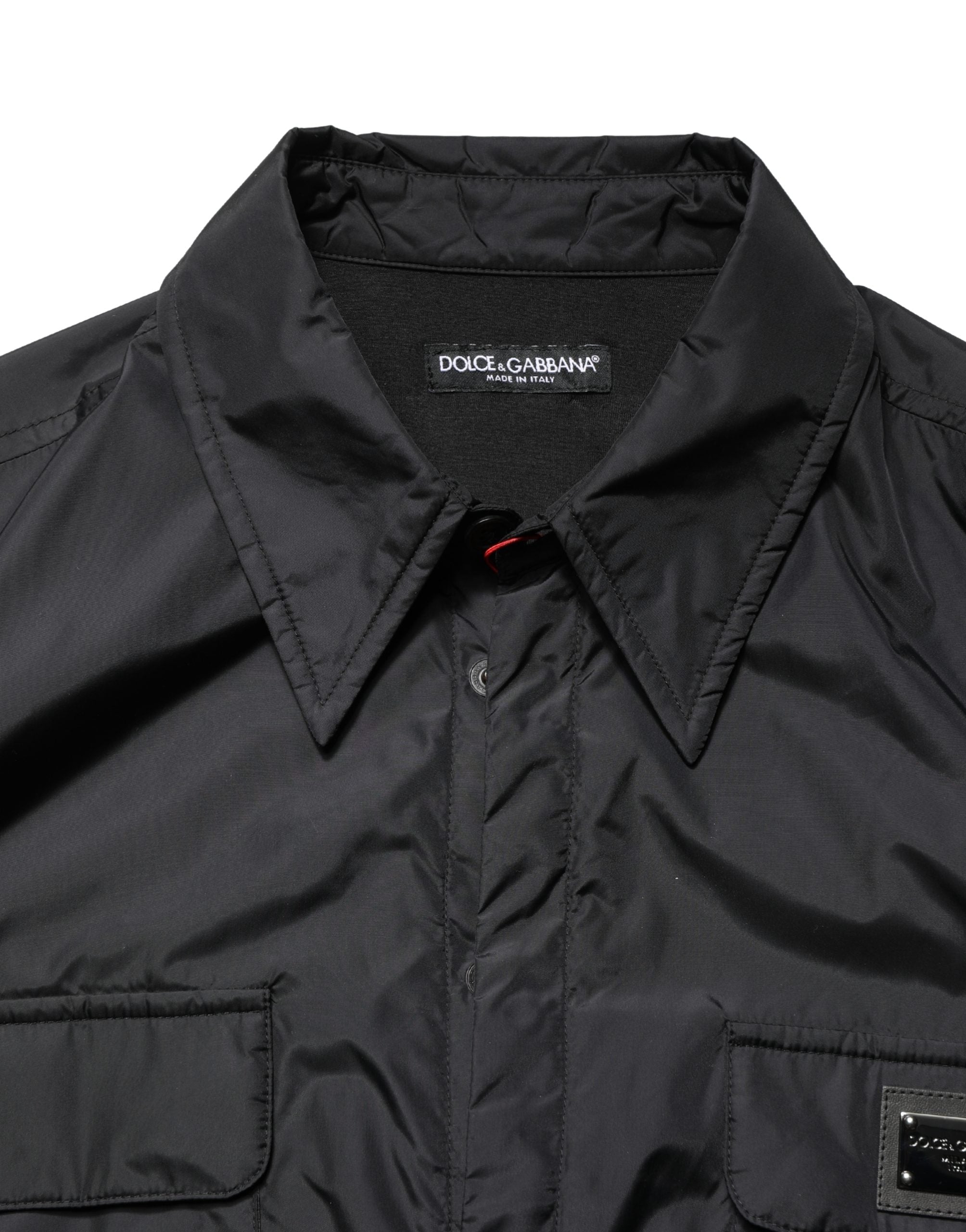 Black Logo Plaque Long Sleeves Shirt Jacket
