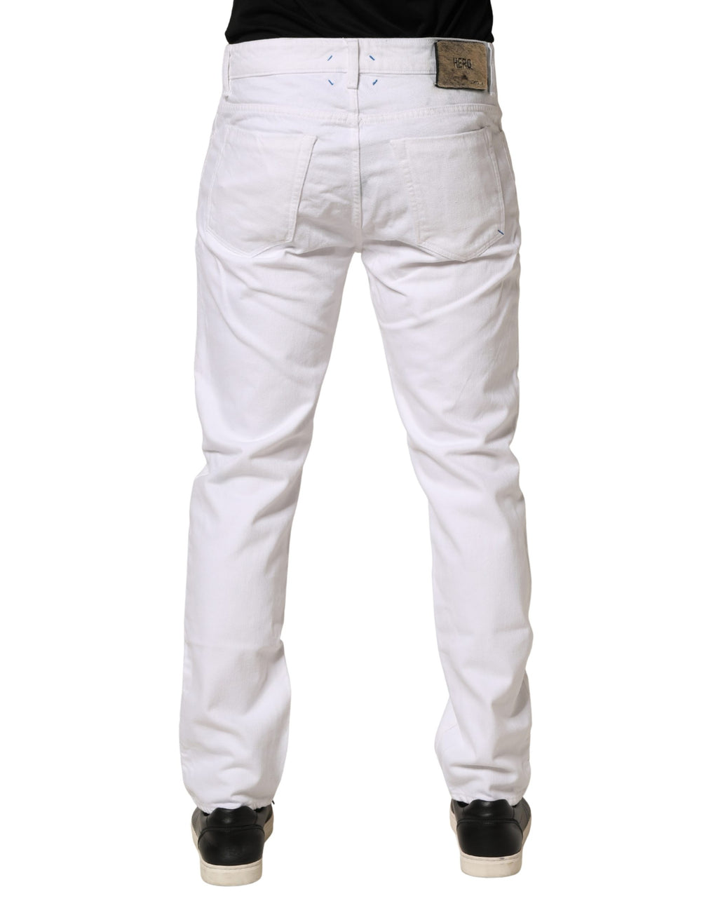 White Mid Waist Cotton Skinny Denim Men Trouser Jeans
