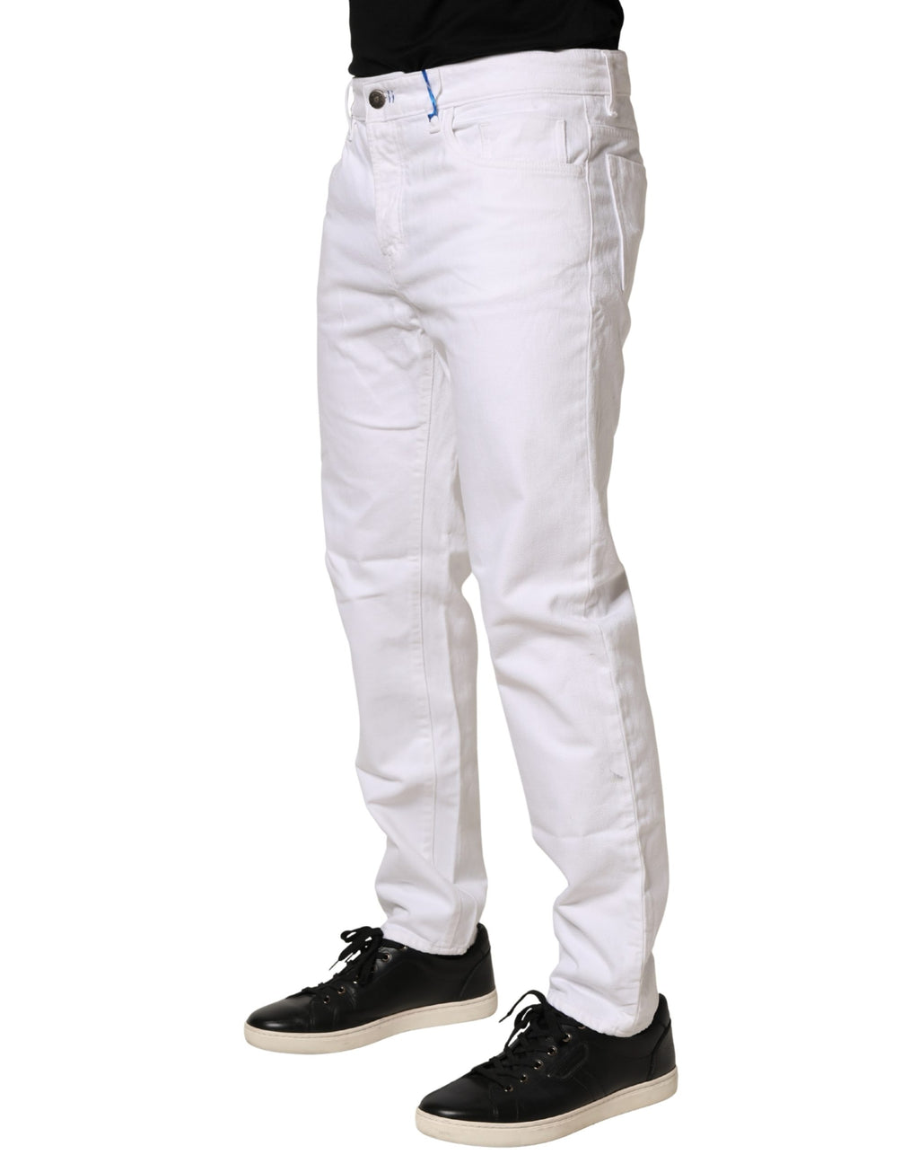 White Mid Waist Cotton Skinny Denim Men Trouser Jeans
